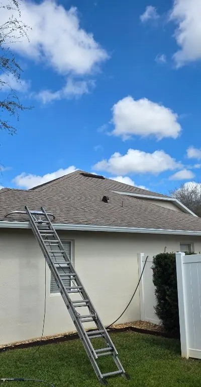 House softwash in progress Clermont FL