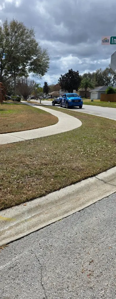 Clean curb and sidewalk after washing