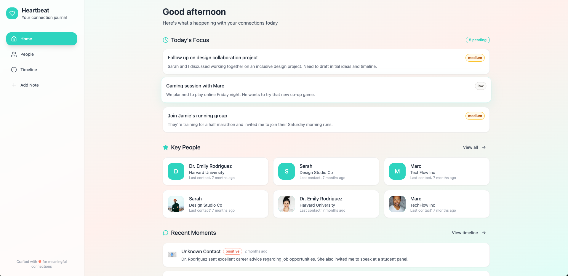 Heartbeat- Personal management tool template preview