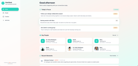 Heartbeat- Personal management tool app template built with Base44