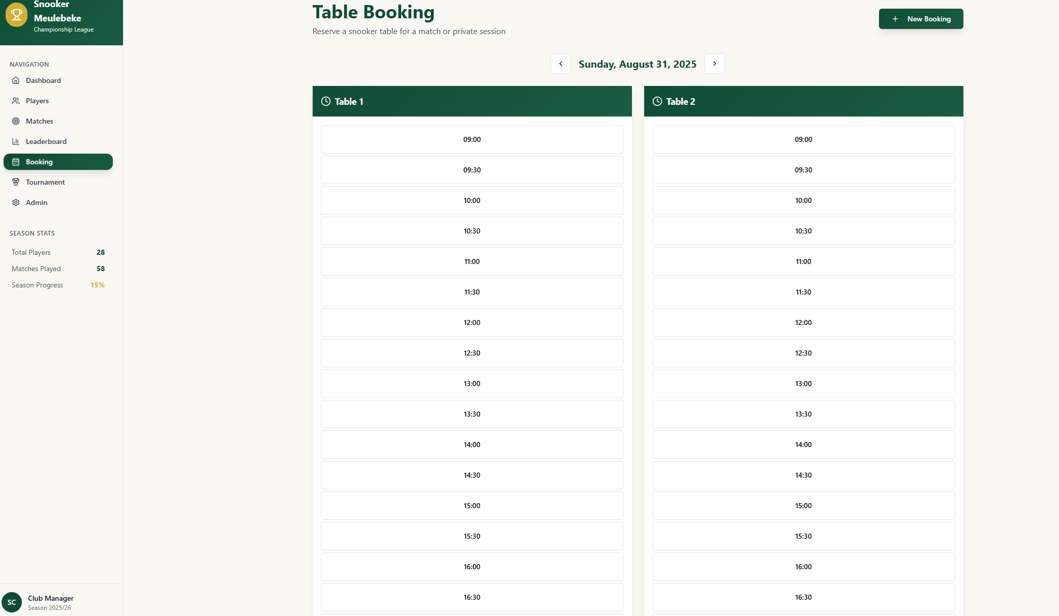 Snooker Meulebeke template preview